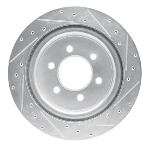 Ford F-150 Brake Rotor (1) - Rear Left - R1 Concepts - Drilled & Slotted - Silver - `21-`25